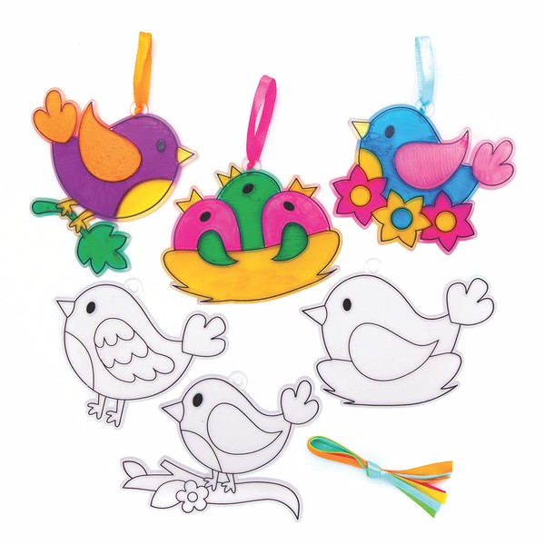 Baker Ross AT567 Bird Suncatcher Decorations - Pack of 10,