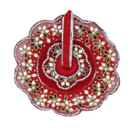 Aditri Creation Red Designer Cloth for Lord Krishan Ladu Laddu Gopal Kanaiya Bal Krishna Handwork Dress Poshak Vastra for Little Metal Idol Statue for Holi Decoration(Size:- 6 Inches)