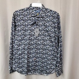 Luchiano Visconti Visconti Black Daggered Line Shirt Signature Collection Shirt Men's Size L NWT