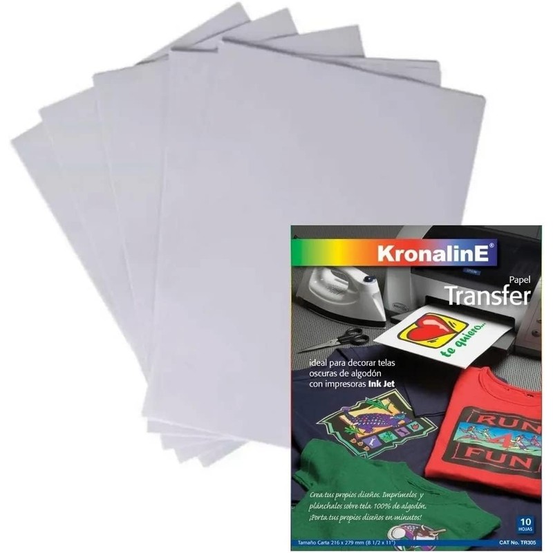Papel Kronaline Transfer Para Telas Obscuras (Paquete con 10 Hojas