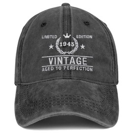 80th Birthday Gifts for Men Women Hats Vintage 1944 Black Baseball Cap