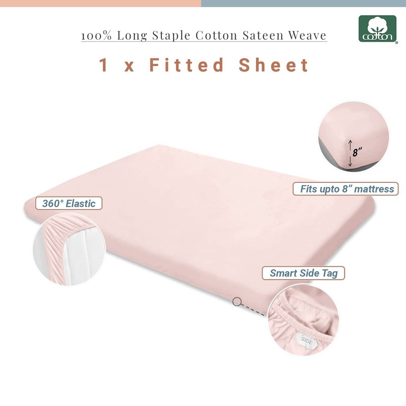 Pizuna Travel Cot Fitted Sheet 60 x 120 cm, Light