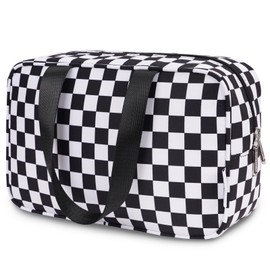 Large Toiletry Bag for Women Travel Ladies Wash Bag for Toiletries Makeup Bag Cosmetic Bag Organizer (Black Checkerboard)