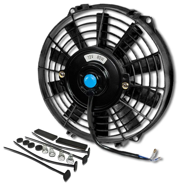 DNA Motoring 9" High Performace Electric Cooling Slim Radiator Fan w/Mounting Kit (Black)