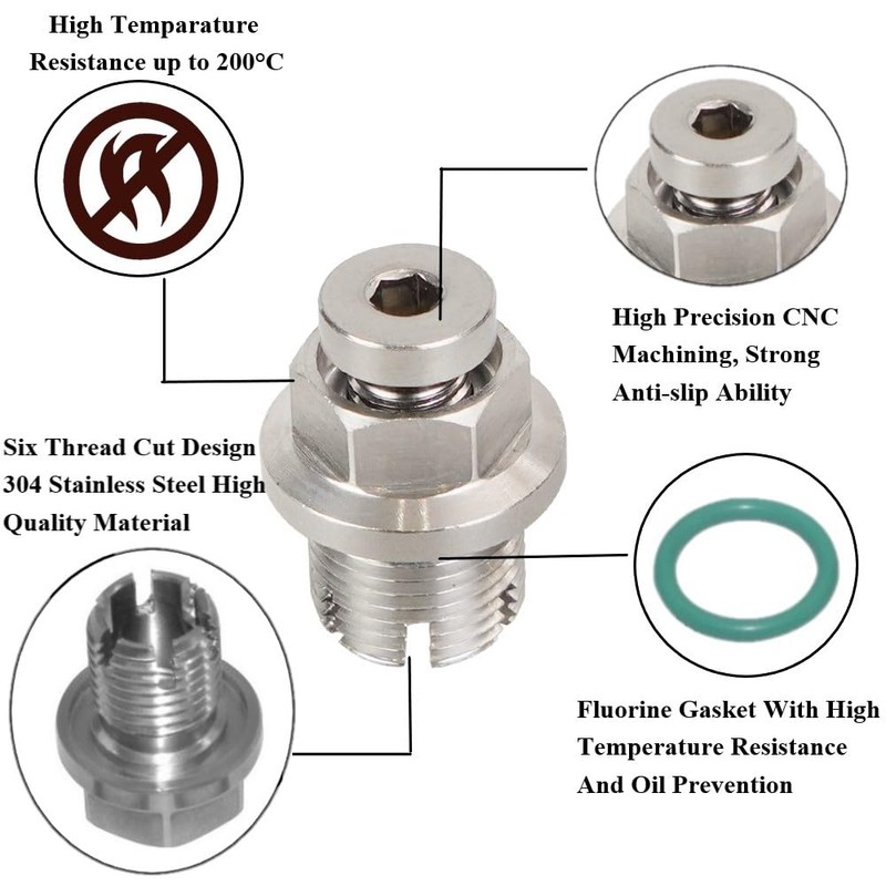 YSIL M12.1-1.5 x 15mm Oversize Piggyback Oil Drain Plug Stainless