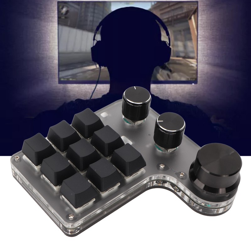 Programmable Macro Keyboard 9 Keys 3 Knobs USB Bluetooth Connection