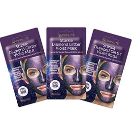 Beauty Sanpo Starkle Diamond Glitter Violet Mask Face Pack, 0.4 oz (10 g) x 3 Masks