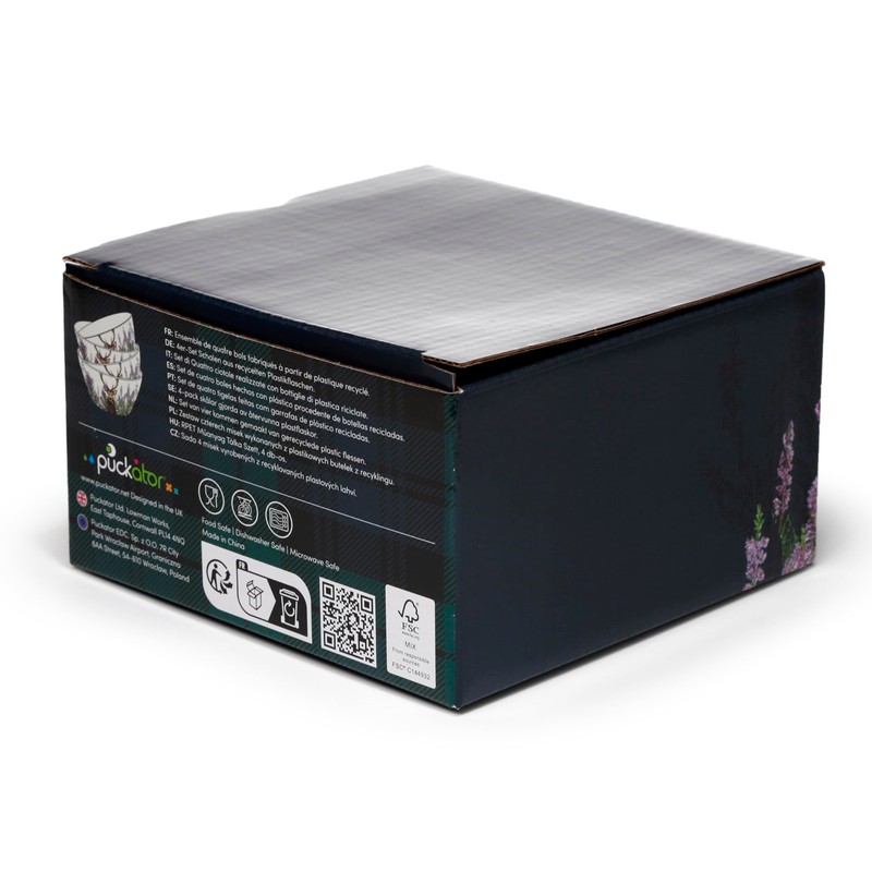 Puckator Wild Stag 4Pc Reusable Picnic Bowls Out of Recycled