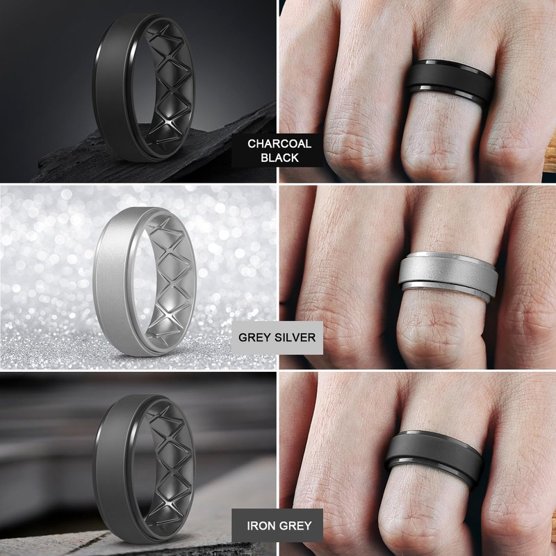 Egnaro Men's Wedding Rings 8.5mm Wide-2mm Thick Inner Arc Ergonomic