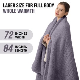 Full Size Heated Blanket, Electric Heated Blanket with 6 Heating Levels & 1-10 Hours Adjustable Timer, Ultra Soft and Thick Washable Full Electric Blanket for Bed, 72"X84", Gray Violet