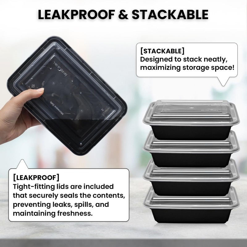 Klex Meal Prep Containers with Airtight Lids, BPA Free, Reusable