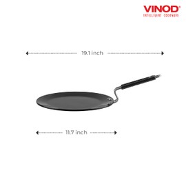 Vinod Cookware Hard Anodized Cooking Griddle (Tawa) - Anodized Aluminum Griddle Pan - Non Stick Pan with Anti Scratch Surface - (Black) - (11 IN / 28 CM)