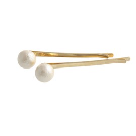 Vingtaine H-598 Single Grain Cotton Pearl Hair Pin Set of 2