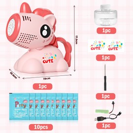 Betensh Seifenblasenmaschine Wiederaufladbare mit Seifenblasen Flüssigkeit, Wasserspielzeug Seifenblasenpistole, Bubble Gun, Luftblasenmaschine für Kindertag Geschenk Sommer Party（Rosa）