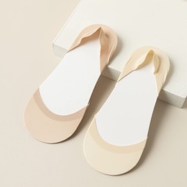 F Flammi - Calcetines invisibles antideslizantes para mujer, de algodón para zapatos planos de tacón y tacones, 6 pares de colores mezclados, 6-9