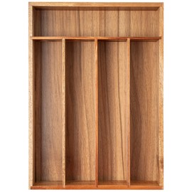 Conflech Silverware Organizer Acacia Kitchen Drawer Organizer Utensil Organizer Silverware Holder Cutlery Organizer in drawer Flatware Organizer Tray (Acacia 5 Slots)