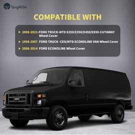 TangMiGe 4-Pack Hubcaps Compatible with Ford Van 1998-2023: Ford Truck-MTD E250 / E350 / E450 / E550 2008-2023, Ford Econoline 1998-2014; 16 inch 16" Wheel Covers (Black Color)