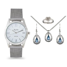 Appolus Christmas Gifts For Women Mom Wife Girlfriend Necklace Earrings Set Gift For Birthday Anniversary Graduation Wedding (Blue)