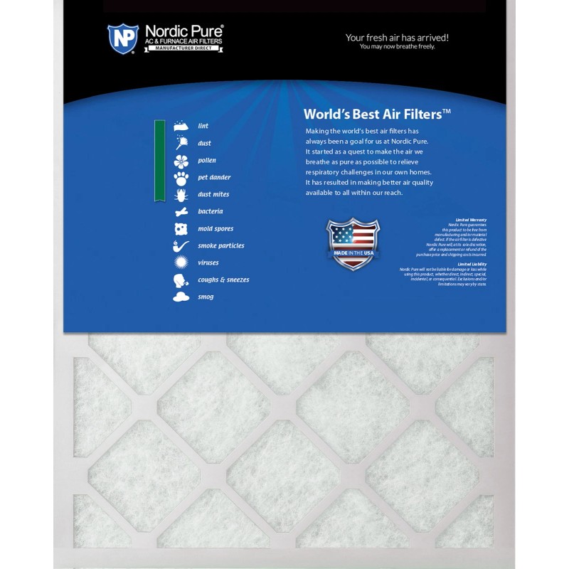Nordic Pure 10x24x1 MERV 6 Poly Green AC Furnace Air