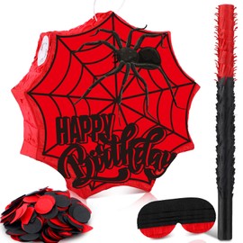 Deekin Spider Piñata for Birthday Party Decoration Small Piñata for Birthday Party Favors Birthday Gifts with Blindfold Stick and Confetti for Celebration(Birthday Spider)