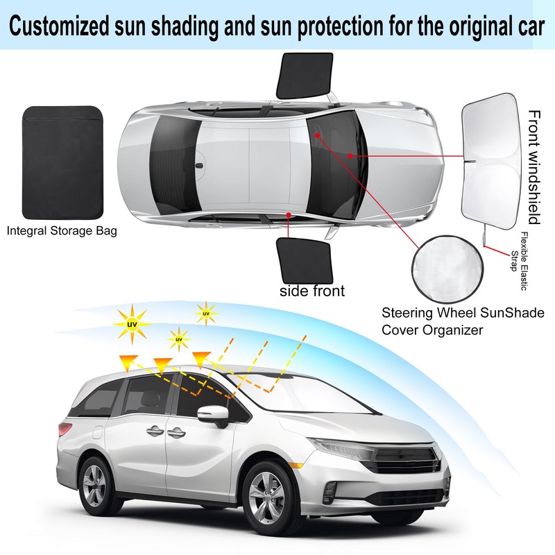 Fannyc 3PCS Car Window Shades Front Windshield Sun Shade Foldable
