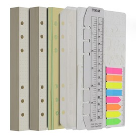Wonderpool 320 Pages Dotted Refill Paper A6 Inserts Binder Loose Leaf Paper, Dividers, Pocket, Neon Page Marker, Bookmark, Stencils for Refillable 6 Ring Binder Journal Notebook Diary Planner (A6)