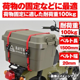 Daytona 42065 Motorcycle Lashing Belt, Set of 2, Ratchet Type, Load Capacity 220.5 lbs (100 kg), Belt Width: 0.8 inches (20 mm), Hook Type, Red