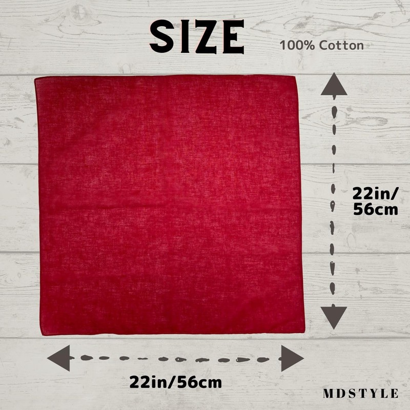 MDSTYLE 100% Cotton Solid Color Bandana for Men & Women