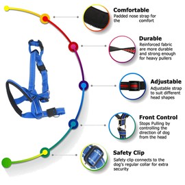 Dog Muzzle, Dog Head Halter Dog Head Collar Anti Pulling Dog Leash Breathable Dog Mouth Cover with Adjustable Strap for Dog (XL)