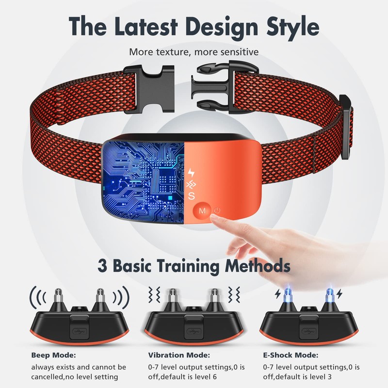 NBJU Bark Collar for Dogs,Rechargeable Anti Barking Training Collar with