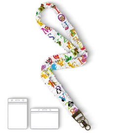 Lanyardio Stretchy Scrunchie Lanyard for ID Badges Keys, Cute Teacher Lanyard for Women with 2 Card Holders 19.6 Inch