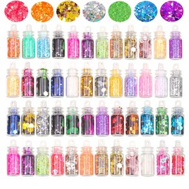 NVTRSD 48 Colours Glitter Craft Glitter Powder, Glitter Craft Glitter Set, Glitter Make-Up, Glitter Powder for Crafts, for Makeup, Cards, Nail Art, Party, DIY, Music Festival