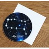 Round Gemini Constellation Glossy Coaster - Unique, Novelty Zodiac Sign/Astrology
