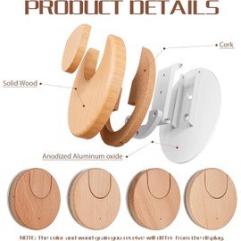 Guitar Wall Mount, Collapsible Ukulele Wall Hanger with Solid Wood, Cork, Wall Hanger Mount, Holder Hook Stand Wall for Acoustic, Banjo, Bass, for Guitar Player Men Boy