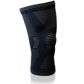 H2M Knee Brace Compression Sleeve for Running, Basketball, Football, Volleyball, Weightlifting, Gym, Workout, Sports (Black/Grey, XL)