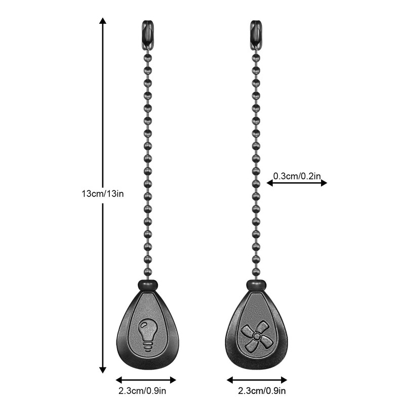 Dotlite Black Ceiling Fan Pull Chain, 2Pcs 12 Inches Decorative