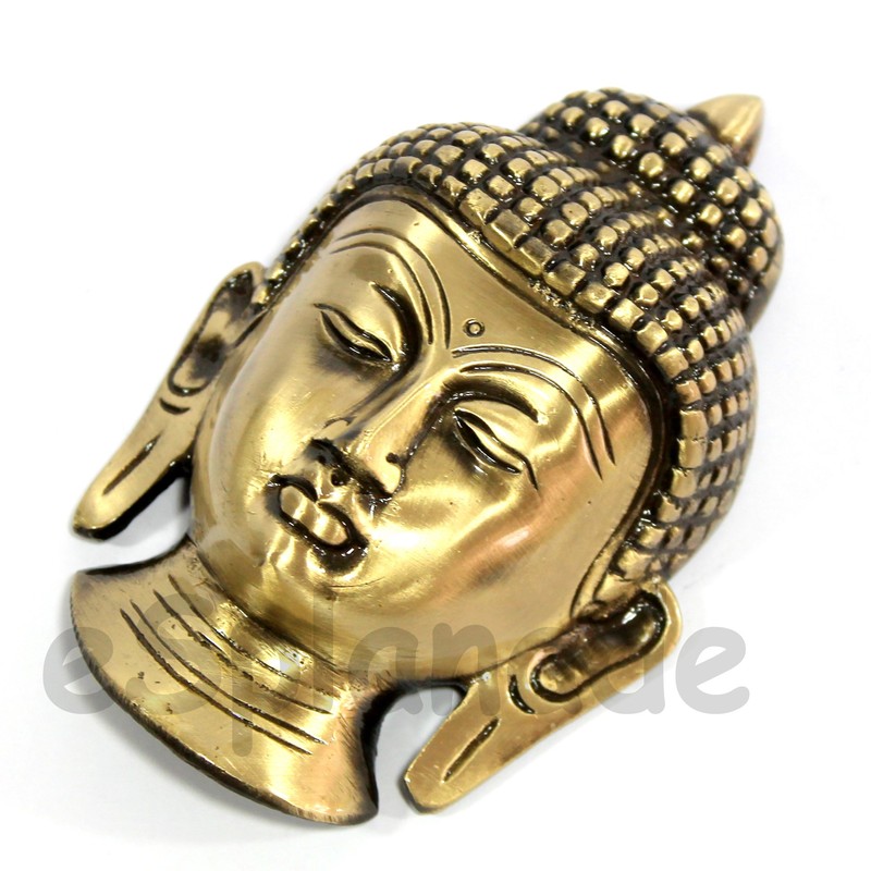 eSplanade Brass Buddha Face Wall Hanging Idol Statue Figurine Murti