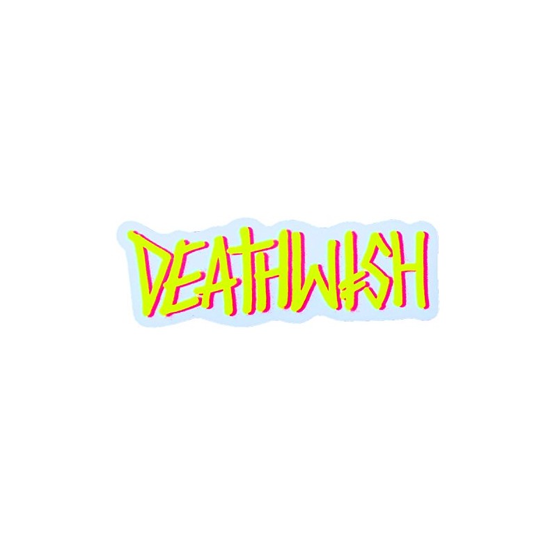 Deathwish Skateboard Sticker Graffiti Logo Yellow/Pink 6.5"x2.5"