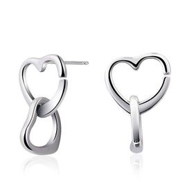 Double Heart Earrings Sterling Silver Stud Earrings for Women Drop Earrings Cute Earrings Silver Jewellery Birthday