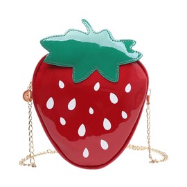 Segreto Women Strawberry Purse Chain Small Crossbody Bag Cell Phone Wallet Bag Shoulder Bag Handbag Fruit Shaped