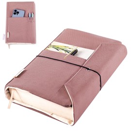 Canvas Book Covers, Washable Book Protector, Book Cover for Paperback Novels, Adjustable Book Cover for Hardcover with Pockets for Pen, Soft Cover Books, Book Lovers Gifts