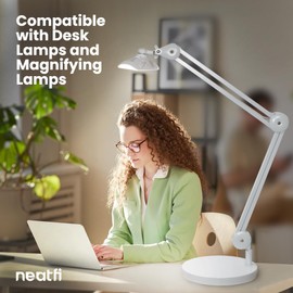 Neatfi 9.84" Diameter Round Weighted Base, 19.62 Pounds, Compatible with Desk Lamps and Magnifying Lamps for Home Office Use (White)