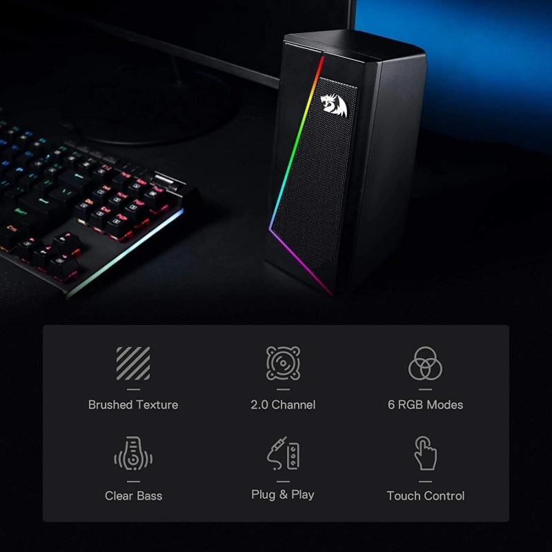 Redragon GS520 RGB Desktop Speakers, 2.0 Channel PC Computer Stereo