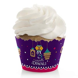 Big Dot of Happiness Happy Diwali - Festival of Lights Party Decorations - Party Cupcake Wrappers - Set of 12