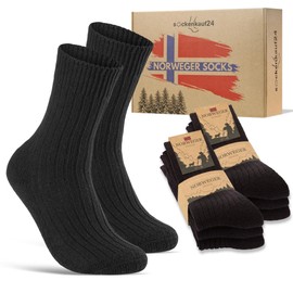 6 Pairs Norwegian Socks Men Women Wool Socks Warm Winter Socks, black