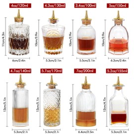 SuproBarware GLass Bitters Bottle 8pcs Set for Cocktail with Zinc Alloy Dasher Top for Cocktail and Display (8pcs)