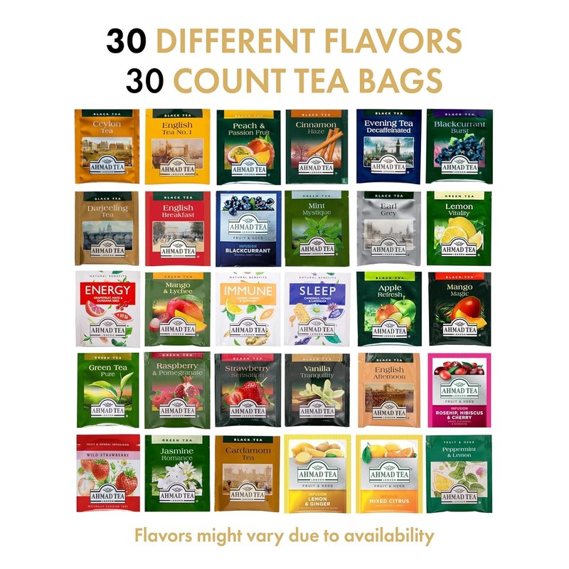 Ahmad Tea Sampler Assortment, Variety Pack (30 Count), 30 Unique