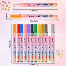 12 Colors Nail Art Pens Set, 2026 New 3D Nail Polish Pens, Paint Nail Drawing Liner Graffiti Dotting Nail Art Pen Kit Tools Nails Art Markers for Painting Point Liner DIY, Quick Dry(12 Colors)