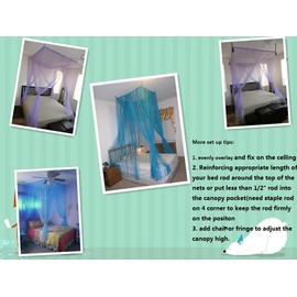 4 Post Bed Canopy Netting Functional Mosquito Net Full Queen King (Purple)