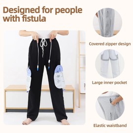 Yodilala ostomy Care Underwear, Bladder, Kidney Stoma Incontinence Urine Bag postoperative Care Pants, Urine Bag Pants, Catheter Bile Drainage Bag Pants(Gray,M)